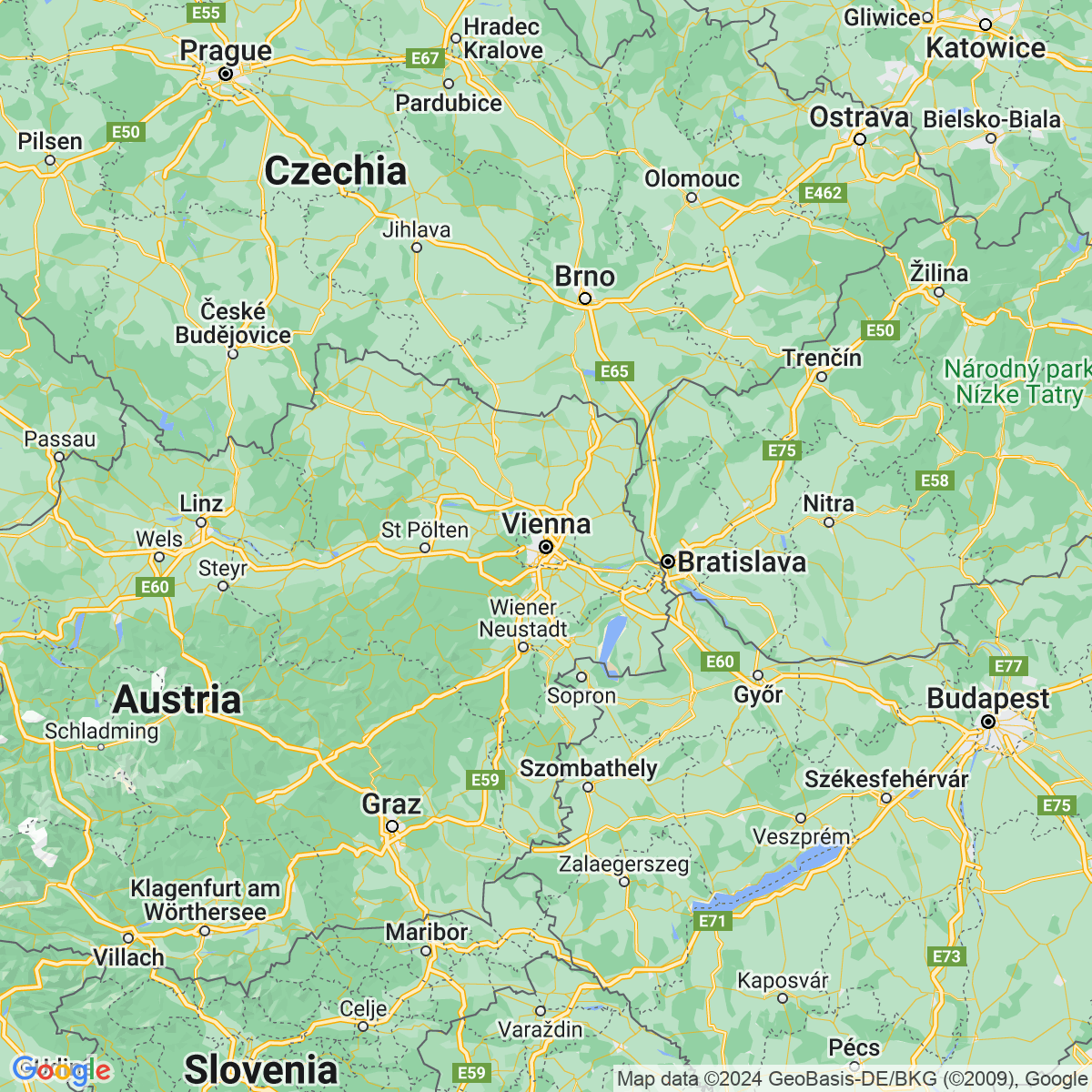 Carte du voyage Vienne en train