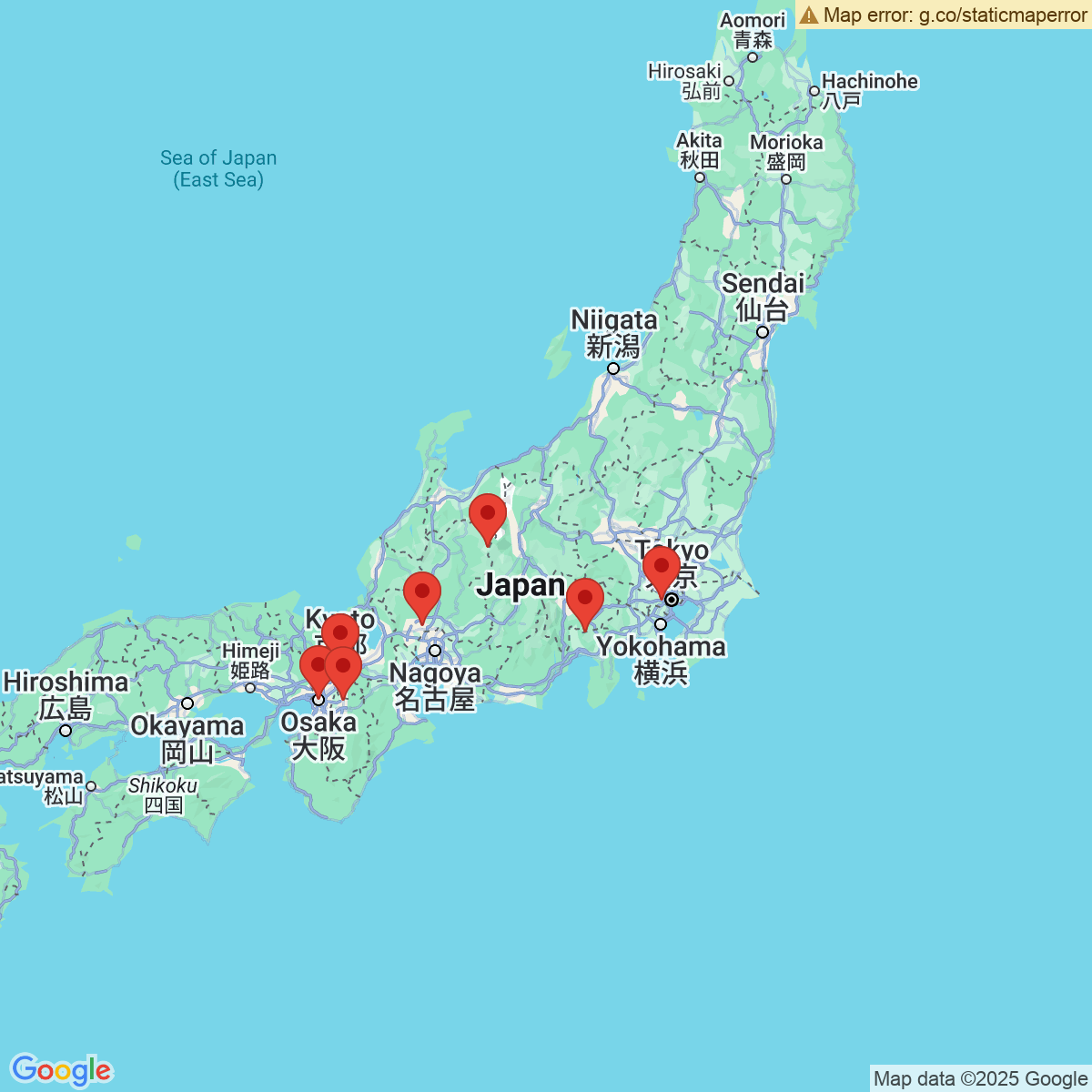 Carte du voyage Japon