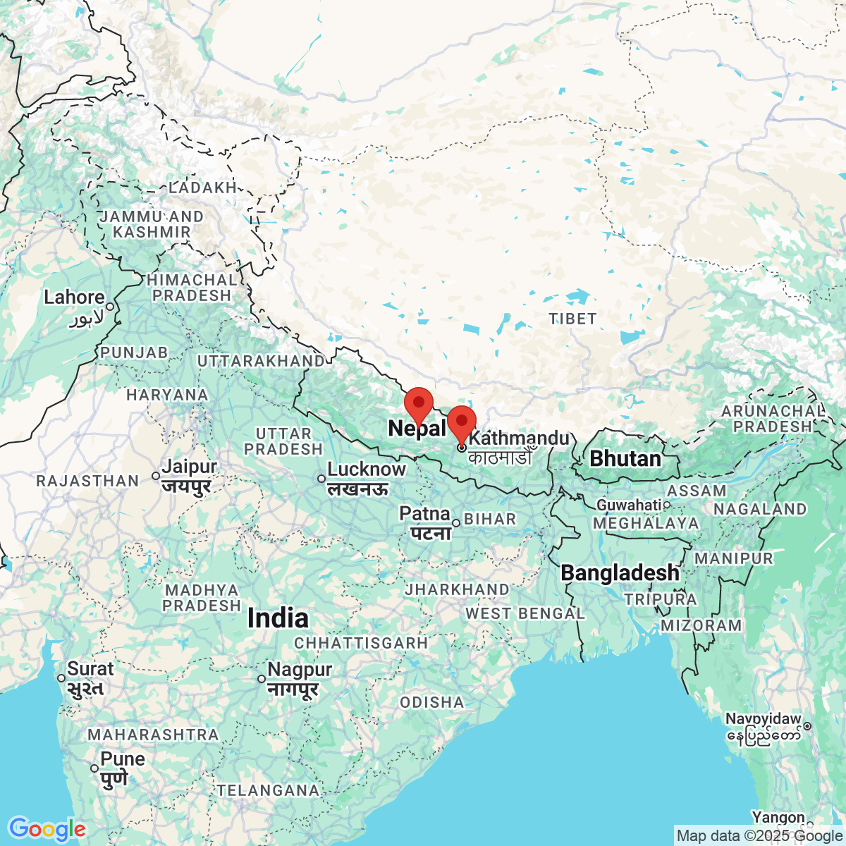 Carte du voyage Népal
