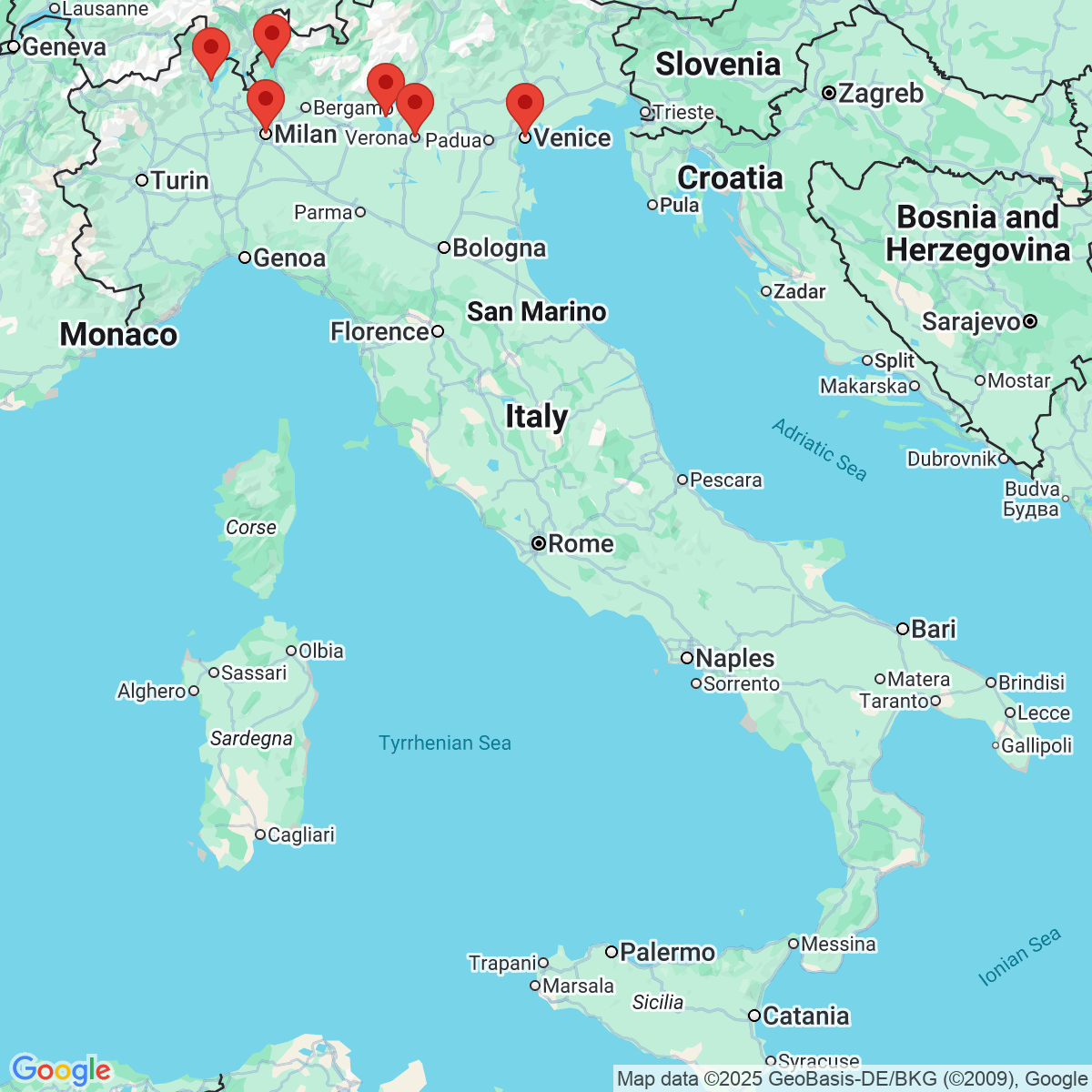Carte du voyage Dolce Vita Italienne